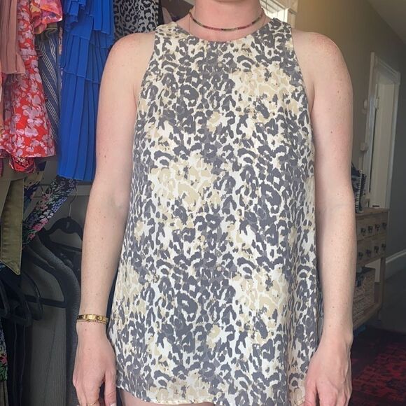 Joie Gray cheetah print silk top - Picture 1 of 5